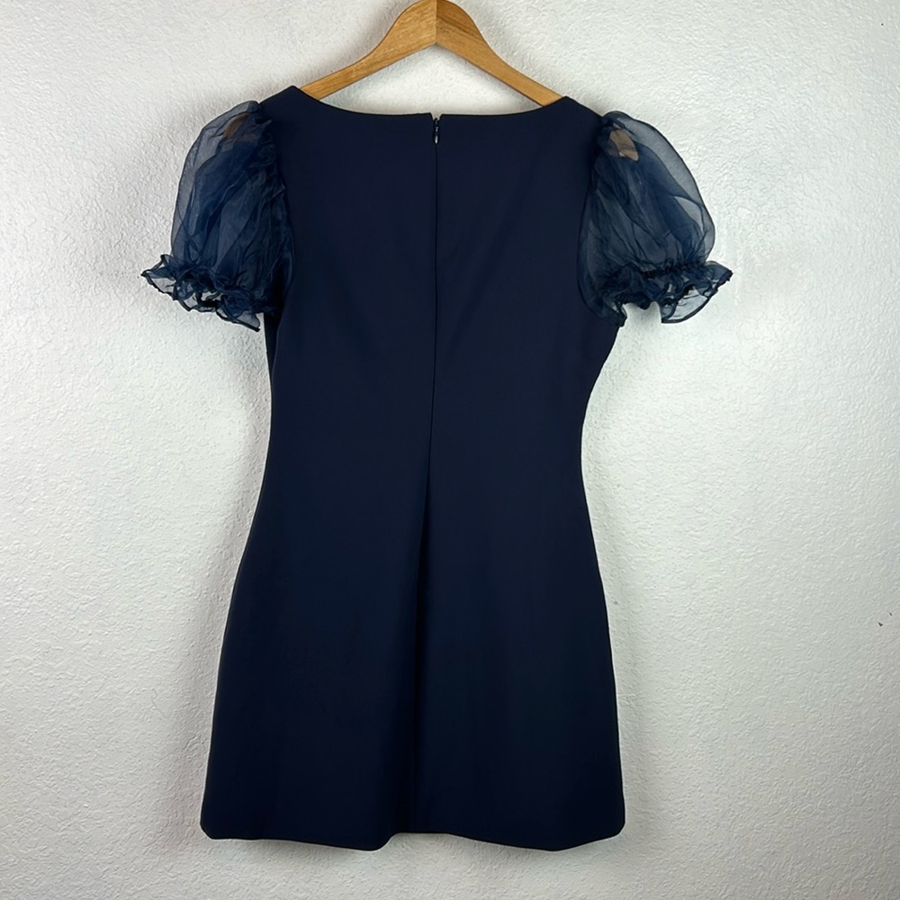 Perfect Likely ari Navy Blue puff sleeve mini dress 8 - Picture 9 of 9